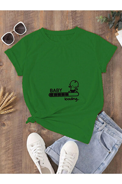 Wish BF Tricou Maternitate - Baby Loading Printed, Oversize Maro