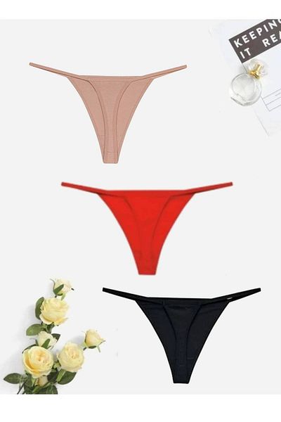yokyokcollection Gecko Women's Fancy Thong with String and Elastic 3 Pieces