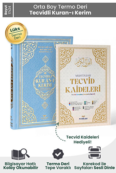 Furkan Neşriyat FN Orta Boy Bilgisayar Hattı Arapça Tepe Varaklı Termo Deri T...