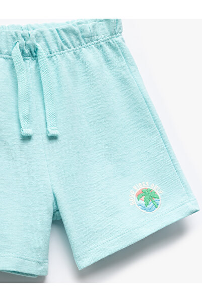 Koton Pamuklu Nakış Detaylı Beli Bağlamalı Şort