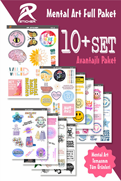 AR Sticker Mental Art Sanat Temalı Laptop Notebook Tablet Sticker Full Paket ...