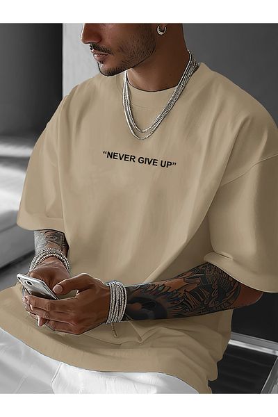 uyguntarz Μπλουζάκι Unisex Never Give Up με τυπωμένο σχέδιο