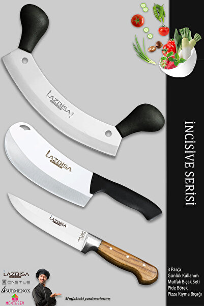 LAZBİSA İncisive Serisi Mutfak Bıçak Seti Et Ekmek Sebze Pizza Börek Kıyma Bı...