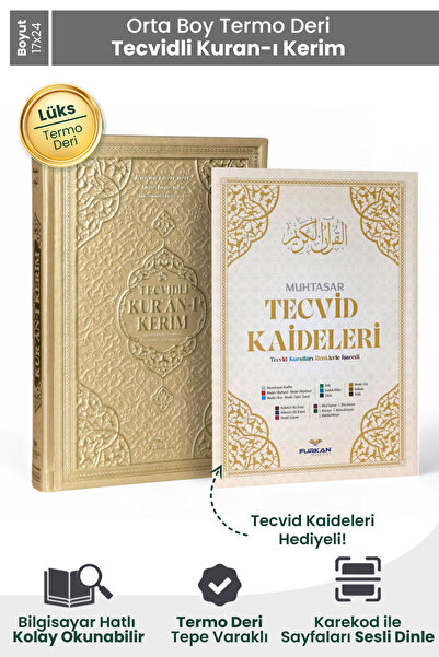 Furkan Neşriyat FN Orta Boy Bilgisayar Hattı Arapça Tepe Varaklı Termo Deri T...