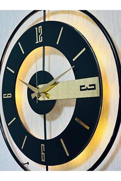 Pey Aksesuar Metal Camlı Duvar Saati 50 X 70 Cm Orta Boy Işıklı Gerçek Cam M5...