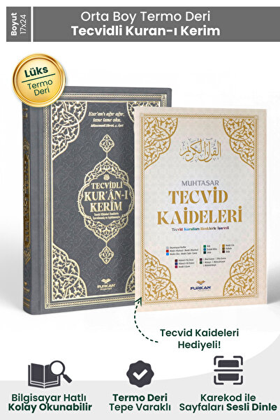 Furkan Neşriyat FN Orta Boy Bilgisayar Hattı Arapça Tepe Varaklı Termo Deri T...