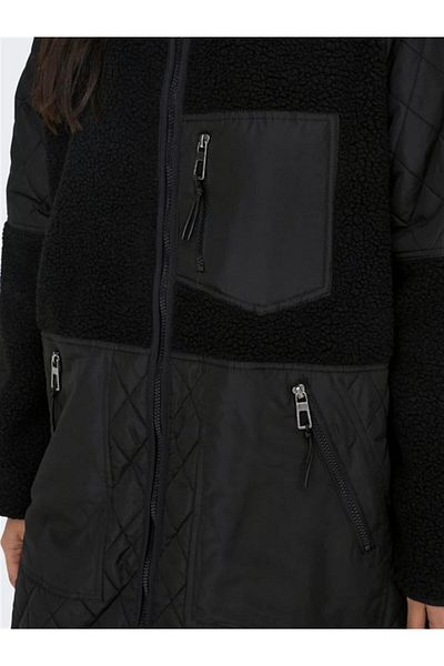 ONLY Palton matlasat garnit cu pluș de damă 15292944 negru