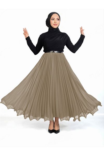 Modamorfo Fusta plisata din sifon de nurca - cu volan si talie elastica