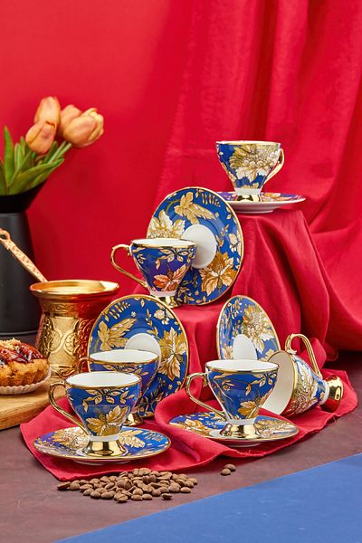 Cooker Gold Gilded 6-Piece Porcelain Coffee Cup Set – Stylish, High Quality and Luxury Design