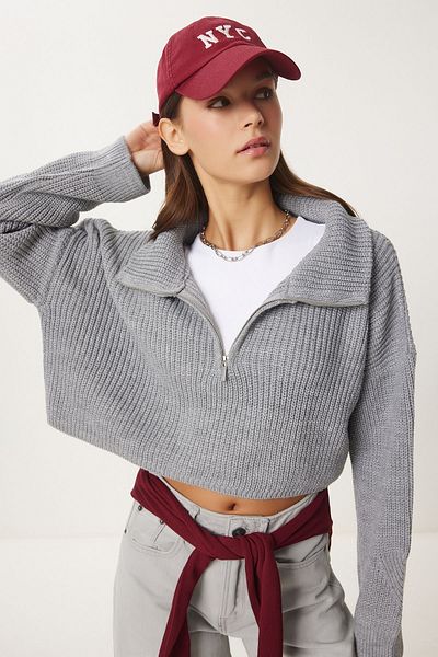 Cloudy Kids Pulover de damă oversize cu fermoar tricotaj