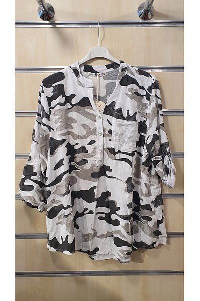 Park Moda Cămașă Tie Dye Camuflaj Model Paiete Detaliat Jumătate de nasturi