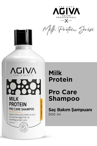 Agiva Milk Protein Amino Complex Hair Care Shampoo – 500 ml for Dry and Damaged Hair