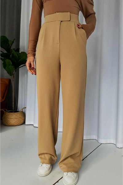 VivaJoy Women's High Waist Pants - Velcro Closure, Lycra Palazzo, Elastic Waist Elastic