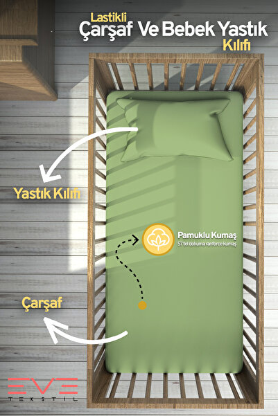 Eve Tekstil Bebek & Çocuk Antialerjik Pamuklu RanForce Lastikli Çarşaf ve Yas...