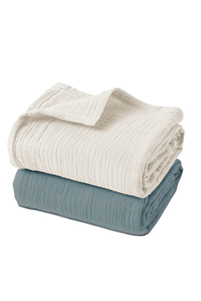 EIFIN Set of 2 Muslin Blankets and Blankets - 100% Cotton, Oeko-Teks Certifie...