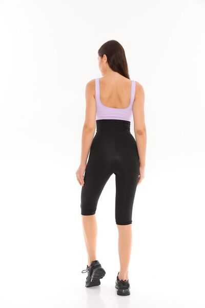 EMBA KORSE Women's Black Sauna Body Shaper Short Corset Leggings with Waist Cuffs