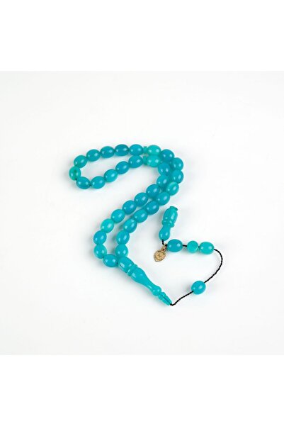 LapisDo Squeezing Amber Beyzi Cut Ankle Length 7X8.5Mm Rosary - Turquoise
