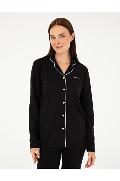 Pierre Cardin Kadın Siyah Pamuklu Modal Boydan Patlı Kutulu Pijama Takımı Q8.U.8O.K2.K.A8.P.C