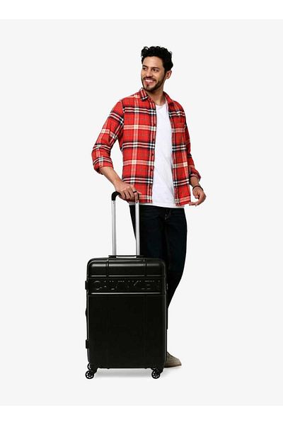 Calvin Klein Textured Hardcase Trolley Bag With Retractable Handle 24''-m - Check-in