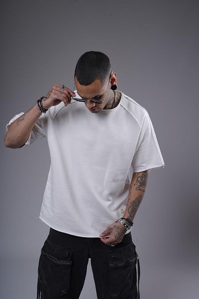 king brich Ανδρικό μπλουζάκι με βρώμικο γιακά Oversize Raglan Sleeve