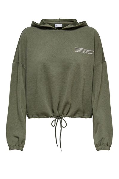 ONLY Hooded Short Plain Khaki Women's Sweatshirt
