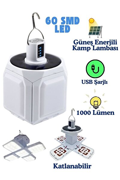 TAREZ Solar Kamp Lambası, Katlanabilir USB Şarjlı Güneş Enerjili Kamp Lambası...