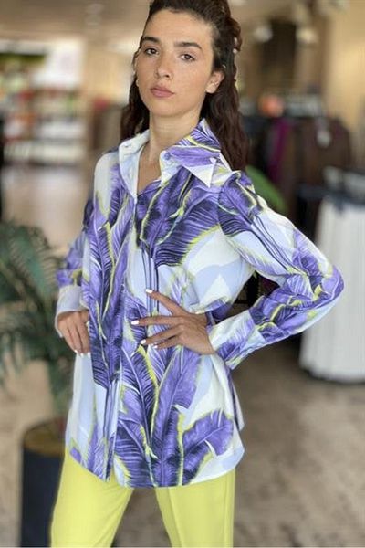 Senna Design Women's Camille Patterned Shirt - Lilac