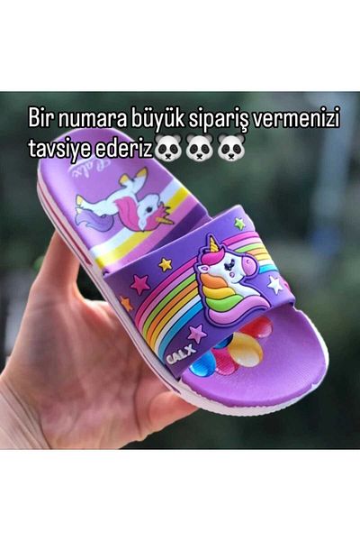 Pandalina Girl Child Slippers Unicorn Figured Non-Slip Sole Children Beach Sea Pool Bathroom Slippers