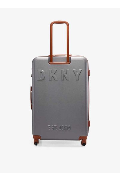 Dkny حقيبة ترولي صلبة بتفاصيل الشعار ومقبض قابل للسحب 28 بوصة - تسجيل الوصول