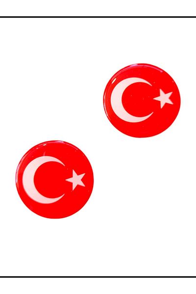 Oto Aksesuarcım 4.5cm 2' Turkish Flag Round Drop Label Sticker
