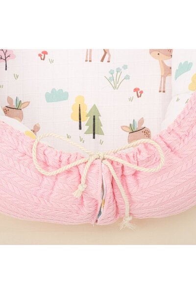 Yunikobaby Double Sided Dark Pink Knitted Babynest and Pillow - Ceylan