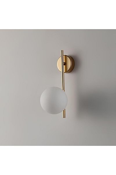 ABAJUR EVİM Sedef Gold Case White Glass Single Sconce