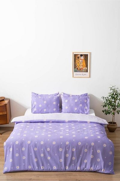 STOREMAX Jvnnshop Purple Daisy Cotton Double Duvet Cover Set 646268