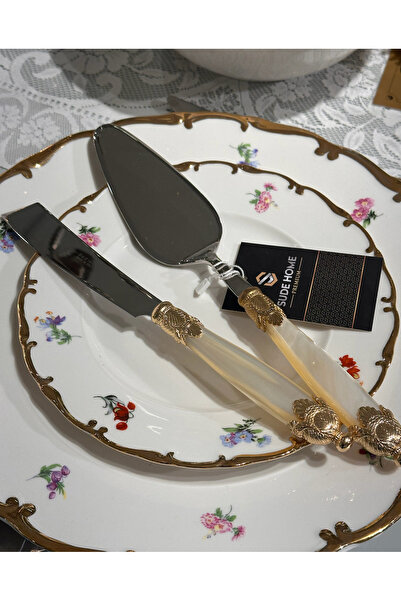 SUDE HOME Domus Design İthal SİENA 2 PARÇA KEK SERVİS Seti GOLD