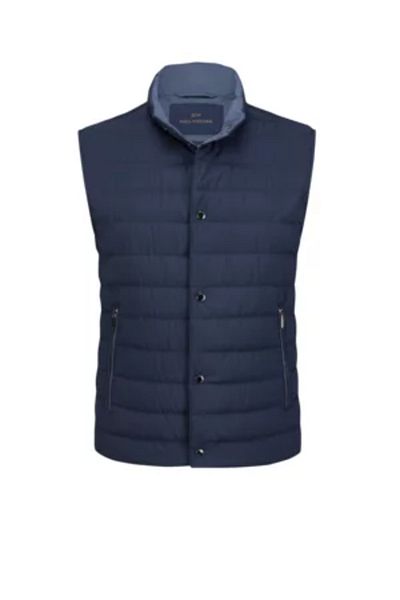 PAUL&SHARK Men's Quilted Regular Fit Stand Collar Sleeveless Navy Blue Vest 25412630 -013
