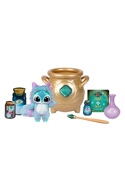Magic Mixies Gold Cauldron | Spellbook & Magic Ingredients | Create a Plush Friend | Mystical Playset for Kids