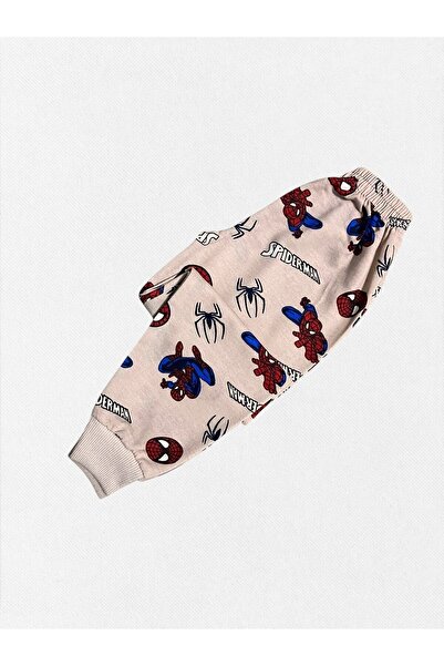Fil Kids Boy's 100% Cotton Beige Color Spiderman Print Long Sleeve Seasonal Pajamas Set
