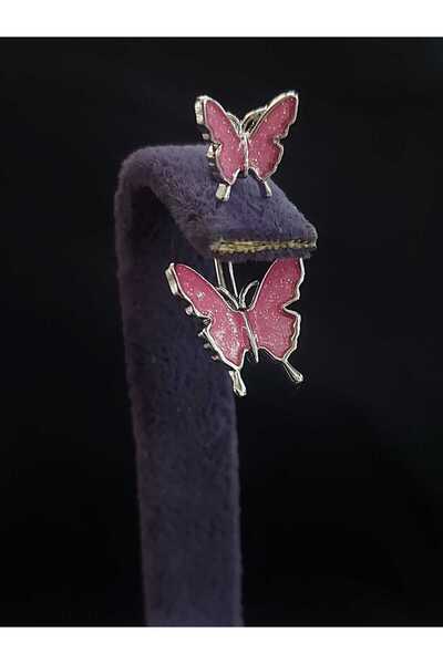 sarıyer silver Çift Kelebek Figürlü Sallantılı Model Mineli Çelik Göbek Pieci...