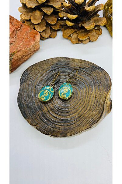 Porsuk Alternatif El yapımı etnik doğal taş bohem küpe