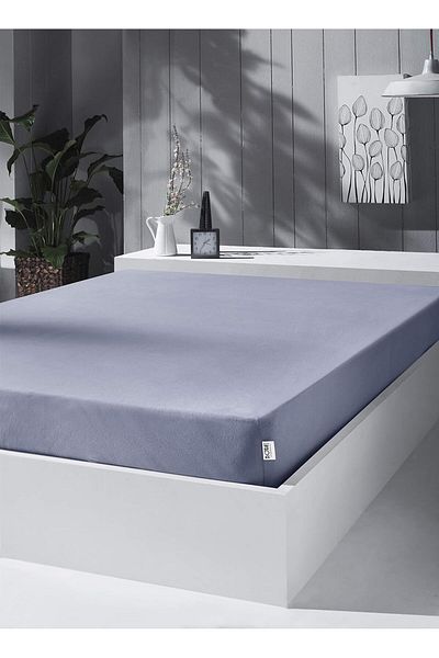 STOREMAX Ysstorex Knitted Combed Cotton Fitted Sheet, Oversize Double, Light Gray, Cotton-Elastane 230G/M2 Sta