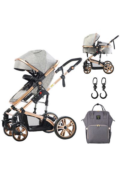 TEKNUM Teknum 3 in 1 stroller-Grey + Sunveno Diaper Bag-Grey + Hooks