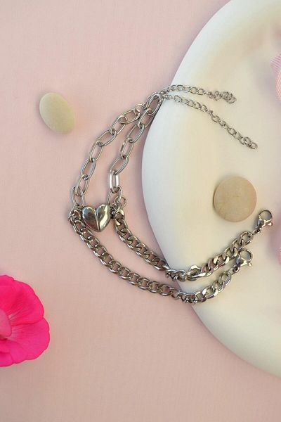 Sacce Scarves&Accessories Heart Lover Couple Bracelet - Steel Double Magnet Best Friends