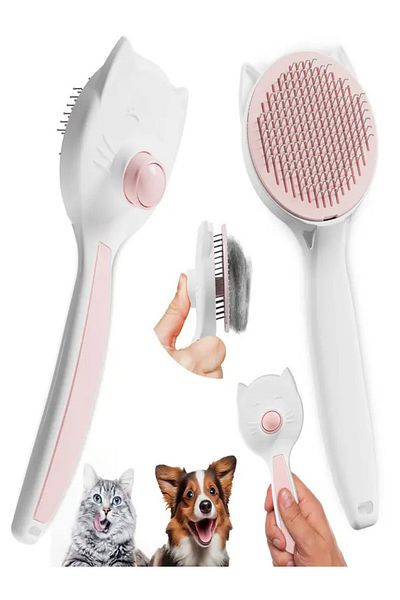 GenelTedarik Cat Dog Scanner Brush with Pink Latch