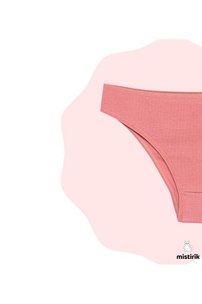 MİSTİRİK Taranto Model Flexible Soft Fabric Corded Panties Pastel Pink Color