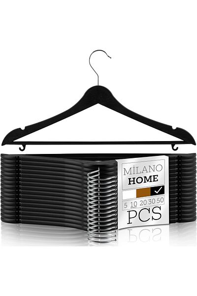 STOREMAX Mu-Artshop Wood Look Plastic Black Clothing Clothes Hanger Rack Shirt Hanger