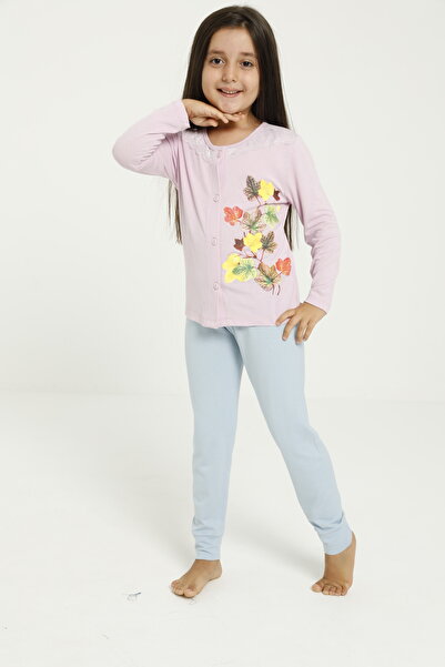 Miss Dünya Lissa Dječji pleteni pidžama set sa prednjim kopčanjem i printom