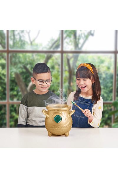 Magic Mixies Gold Cauldron | Spellbook & Magic Ingredients | Create a Plush Friend | Mystical Playset for Kids