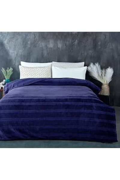 STOREMAX Jvnnshop Supersoft Soft Double Blanket 180X230 cm Navy Blue 646268