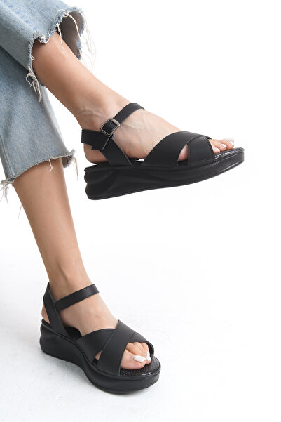 Limeo High Skin Buckle Summer Bow Women's Wedge Sandals Shoes