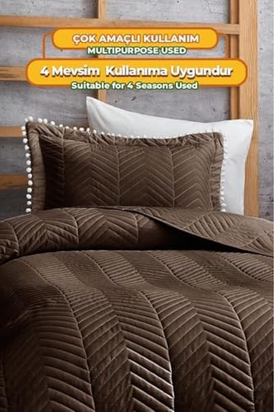 STOREMAX Dark Brown Pompom Single Bedspread 646268